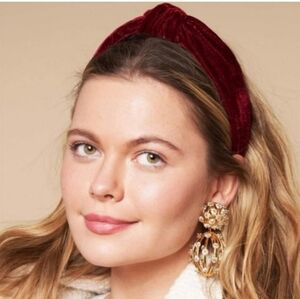 LELE SADOUGHI MAROON OXBLOOD VELVET HEADBAND TOP KNOT HAIR ACCESSORY WOMEN OS